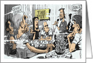 Amusing cartoon invite to a retro flower power party card