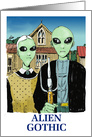 Amusing blank any occasion note from an alien couple cartoon card