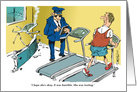 Amusing treadmill and car wreck feel better soon card