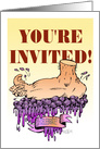 Amusing invitation to a wine tasting party cartoon card