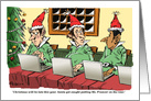 Humorous blank elves and groping Santa cartoon card