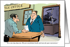 Business Financial Services cartoon client reminder that tax day is close card