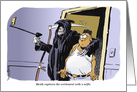 Happy birthday on Dia de los Muertos and a Grim Reaper selfie card