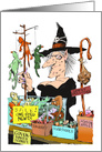 Witch and One-eyed Newts Halloween Cartoon Blank Any Occasion card