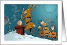 Blank Any Occasion Reindeer Unplugging Chimney After Santa card