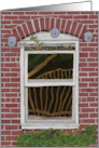 Reflection on Birthday for Her Vintage Glass Window in Brick House card