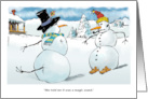 Humorous Wintery Snowman and Magic Wand Thank You card