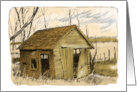 Any Occasion Blank Note Card with Old Shed and Landscape card