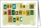 A Secret Pal Happy Birthday Card Looking Like a ransom Note. card