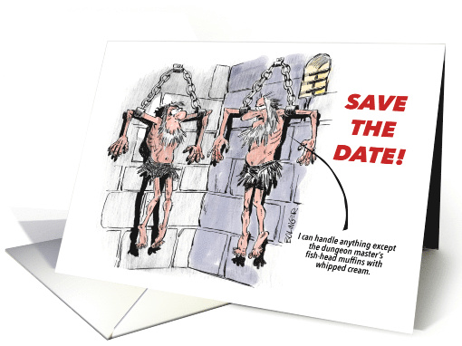 A Fun Dinner Invitation to a Friend Dungeon Cartoon card (1176914)