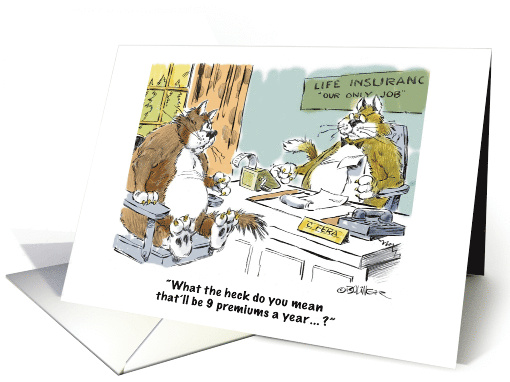 8 Lives Left and Insurance Cartoon Get Well wish card (1181072)