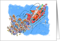 Santa, the North Pole & substituted turkeys for reindeer card