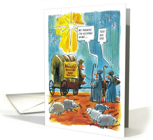 Funny shepherd's desert trade at Christmas card (1183038)