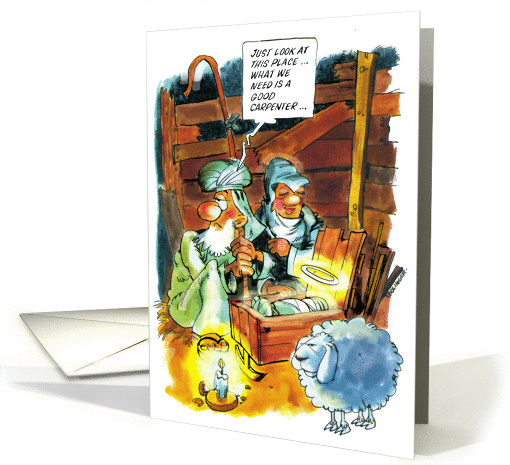 Joseph wishing for good carpenter for Christmas manger... (1183444)