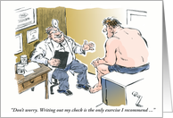 Doc offering humorous support for beginning an exercise program card