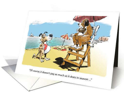 Fun congratulations on getting a part-time job - dogs and beach card