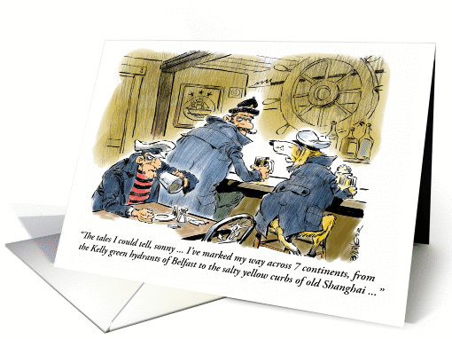 Fun old sailor's Happy Birthday wish card (1196552)