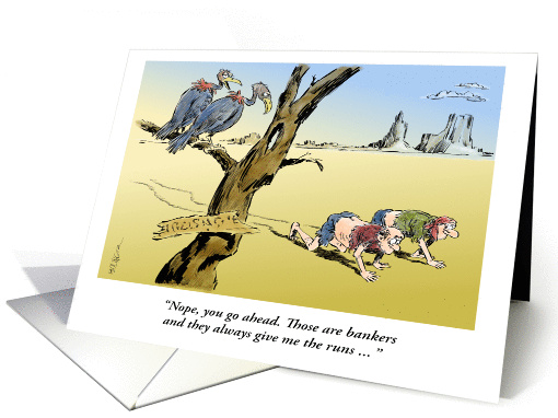 Funny desert scene, 2 bankers crawling - money card (1200148)