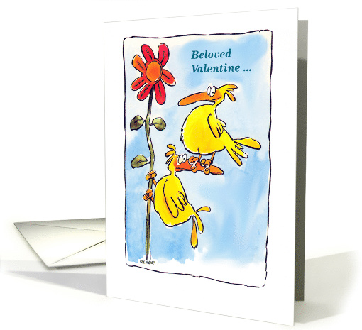 Humorous Valentine's Day Yellow Love Birds card (1203536)