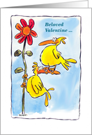 Humorous Valentine’s Day Yellow Love Birds card