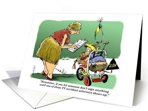 Fun mom & kid on tricycle lawyer-oriented blank note card (1211028)