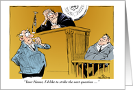 Courtroom humor - befuddled attorney and bewildered judge blank card