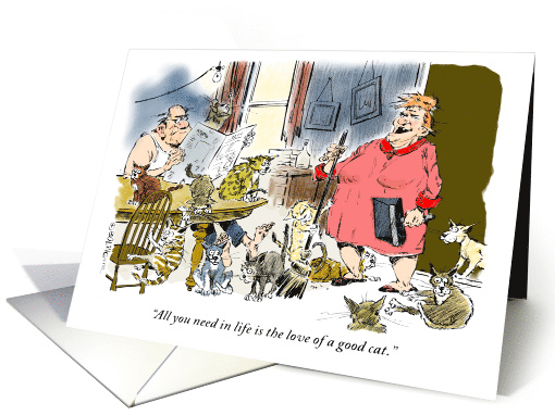 Humorous Cat Scene - Thinking of You Cartoon card (1215852)