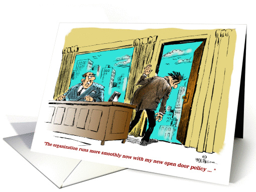 Amusing Boss's Day open door thanks card (1226382)