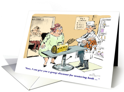 Humorous vasectomy congrats and Veterinarian cartoon card (1228876)