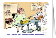 Humorous vasectomy congrats and Veterinarian cartoon card