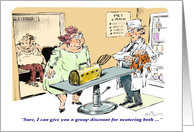 Humorous neutering congrats and Veterinarian cartoon card