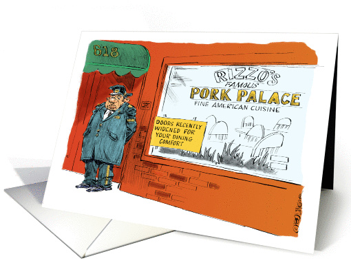 Amusing diet support and pork palace cartoon card (1233944)