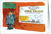 Amusing diet support and pork palace cartoon card