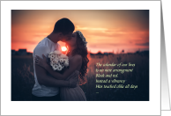 Anniversary poem - over the years - sunset and kissing couple card