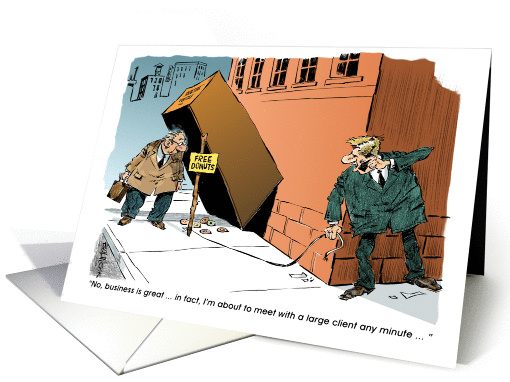 Amusing business welcome to new client cartoon card (1238642)