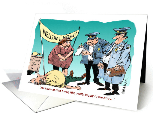 Amusing blank inside for relationship dialogue cartoon card (1242854)