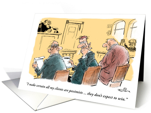 Funny congratulations on a lawyer's birthday - courtroom cartoon card