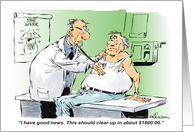 Humorous get well wish after gallbladder surgery cartoon card