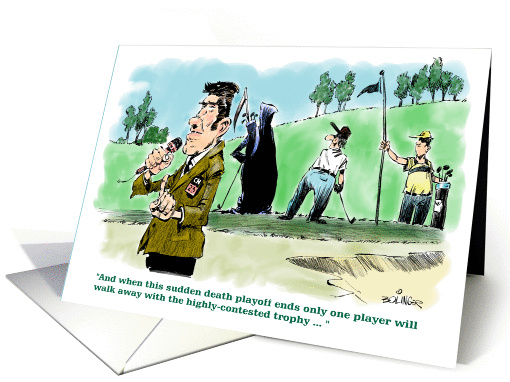 Humorous golf outing announcement cartoon card (1253628)