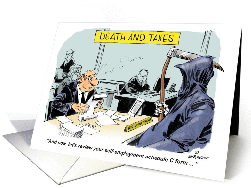 Humorous birthday on tax day cartoon card (1256266)