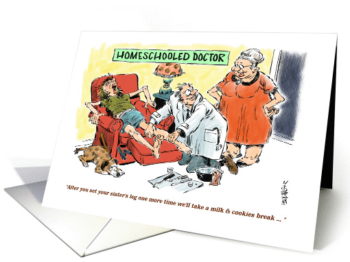 Humorous graduation from med school announcement cartoon card