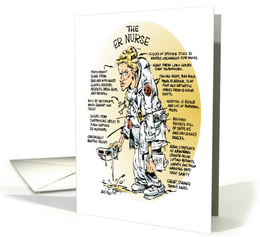 Humorous thank you to a female nurse cartoon card (1294076)