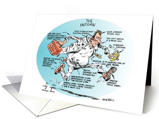 Humorous blank medical internship cartoon card (1295564)