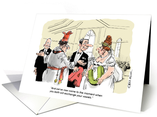 Humorous announcement of engagement cartoon card (1314292)