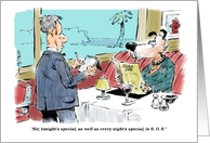 Humorous casual dinner invitation cartoon card