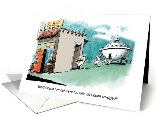 Humorous alien-inspired Happy Birthday cartoon card (1320328)