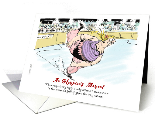 Humorous thanks to ice skating coach cartoon card (1321890)