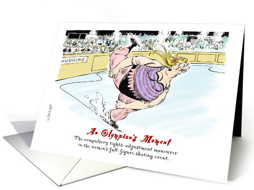 Funny Happy Birthday to figure skater enthusiast cartoon card