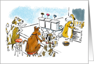 Humorous Old Dogs at Bar - Toast Your Retirement Cartoon card