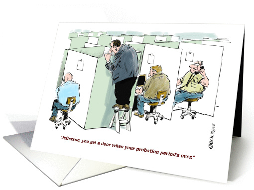 Humorous new employee welcome aboard cartoon card (1339570)